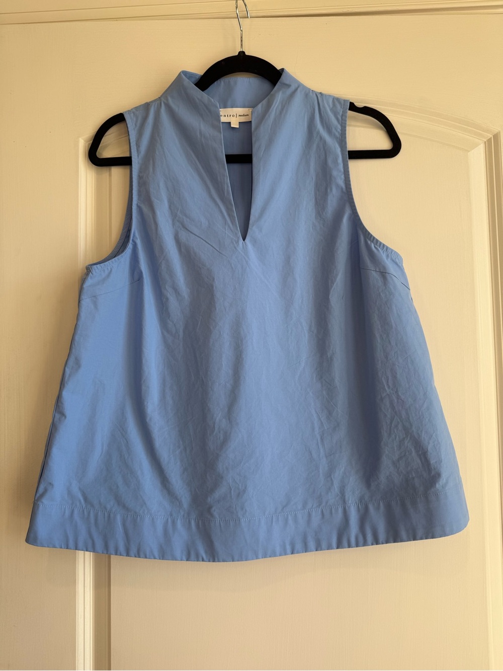 entro Sky Blue Sleeveless Split V Tank